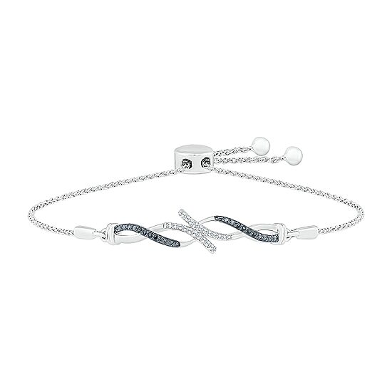 Womens 1/10 CT. T.W. Natural Black Diamond Sterling Silver Infinity Bolo Bracelet