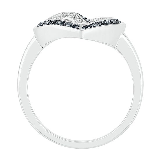 Womens 1/5 CT. Natural Black Diamond Sterling Silver Heart Cocktail Ring