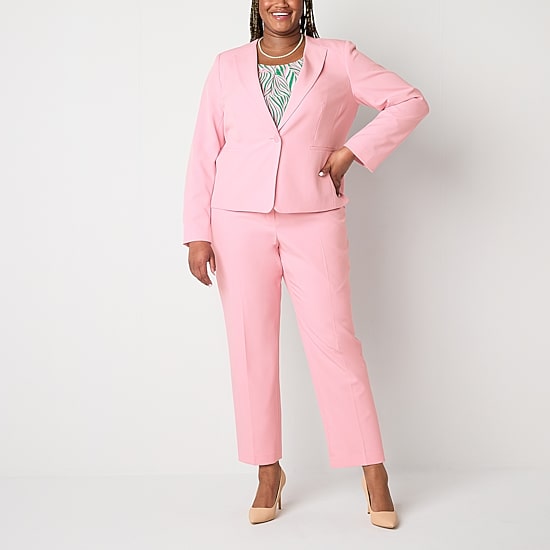 Black Label by Evan-Picone Womens Plus Classic Fit Straight Suit Pant
