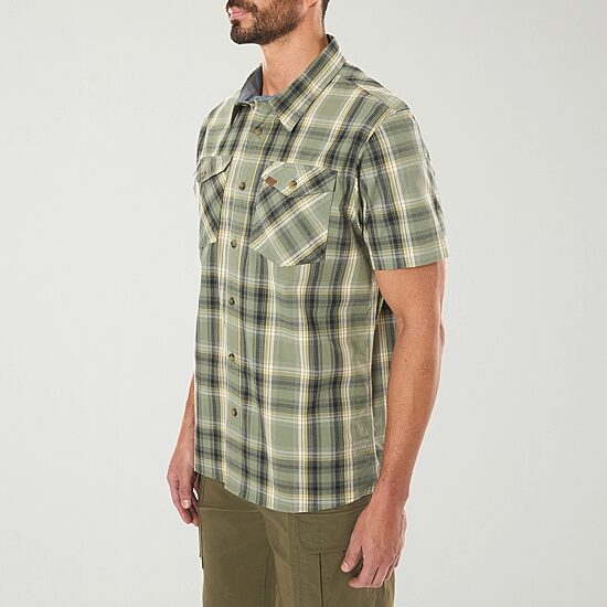 Smiths Workwear Mens Short Sleeve Regular Fit Stretch Fabric Button-Down Shirt
