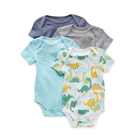 Okie Dokie Baby Boys Crew Neck Short Sleeve Rib 4-pc. Bodysuit