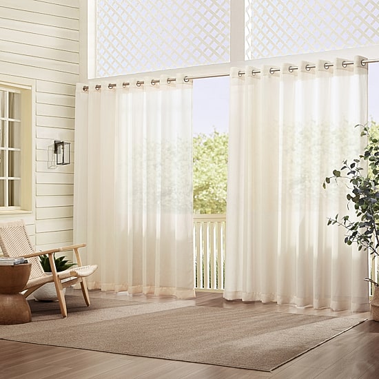 Threadmade Carmen Extra Wide Indoor/Outdoor Grommet Top Sheer Single Curtain Panel