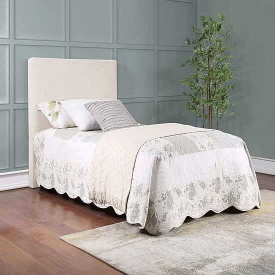 Pirro Smooth-Edge Upholstered Twin Panel Headboard in Sand