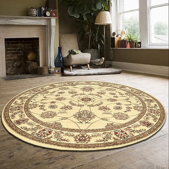 Radici Alba Motiff Traditional Oriental Indoor Round Area Rug