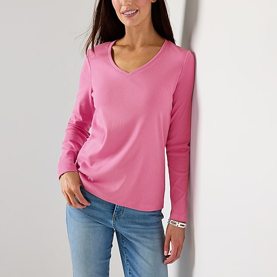 St. John's Bay Womens V Neck Long Sleeve T-Shirt