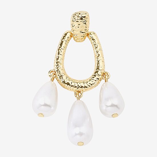 Bijoux Bar Gold Tone Womens Simulated Pearl Drop Earrings