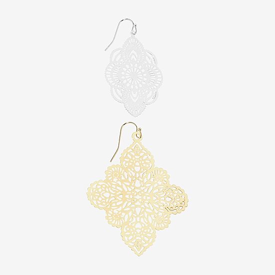 Bijoux Bar Two Tone Filigree Womens 2 Pair Earring Set