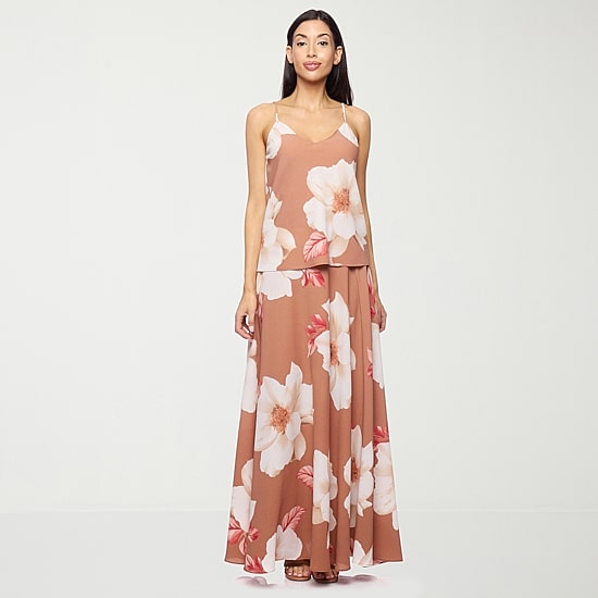 Premier Amour Floral Womens V Neck Sleeveless Camisole