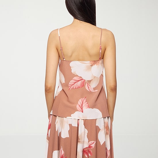 Premier Amour Floral Womens V Neck Sleeveless Camisole