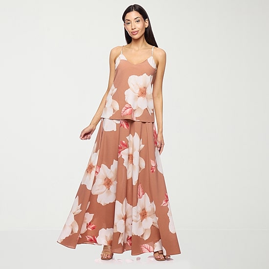 Premier Amour Floral Womens V Neck Sleeveless Camisole