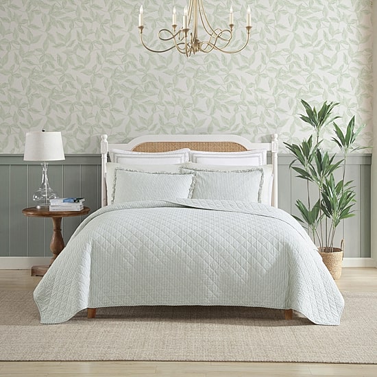 Laura Ashley Oxford Stripe Quilt Set