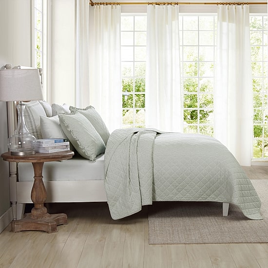 Laura Ashley Oxford Stripe Quilt Set