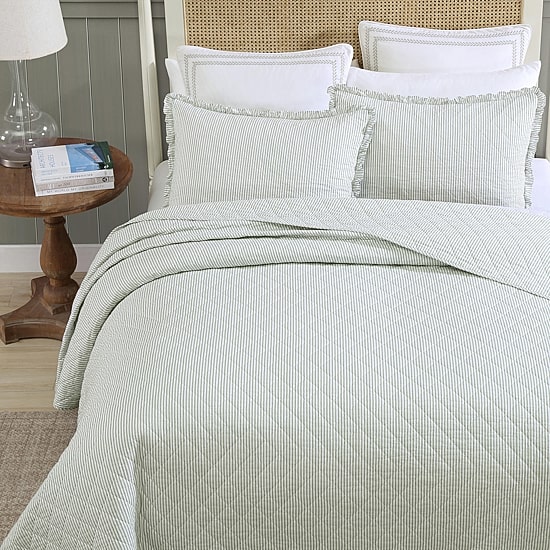 Laura Ashley Oxford Stripe Quilt Set