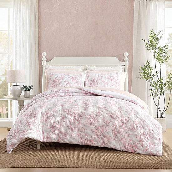 Laura Ashley Delphine Poly Waffle Midweight Comforter Set