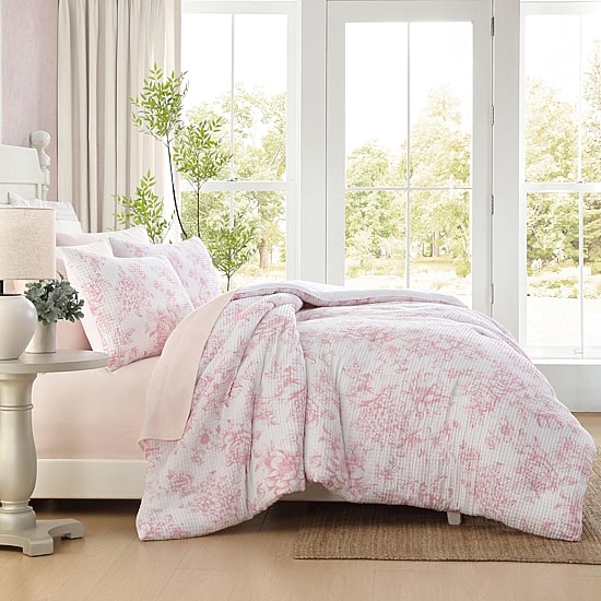Laura Ashley Delphine Poly Waffle Midweight Comforter Set