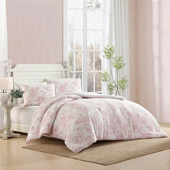 Laura Ashley Delphine Poly Waffle Midweight Comforter Set
