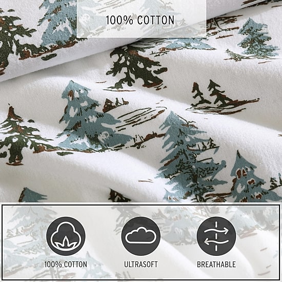 Eddie Bauer Snowy Pine Trees Sheet Set