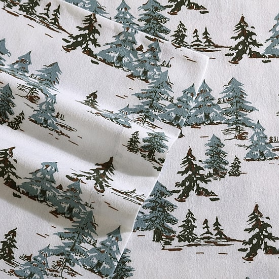 Eddie Bauer Snowy Pine Trees Sheet Set
