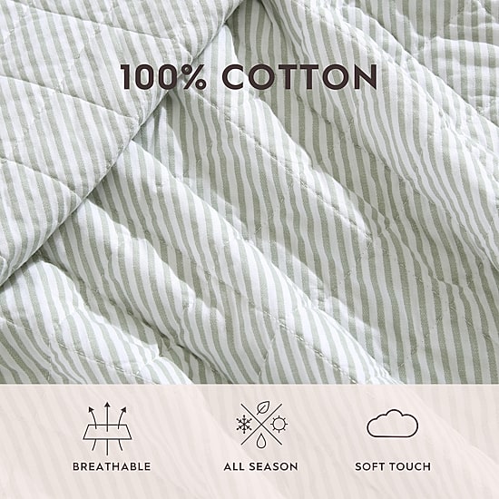 Laura Ashley Oxford Stripe Quilt Set