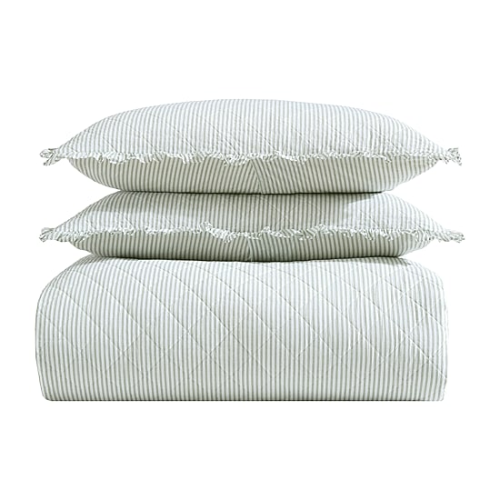 Laura Ashley Oxford Stripe Quilt Set