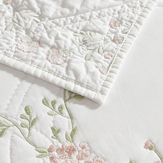 Laura Ashley Floral Embroidery Quilt Set