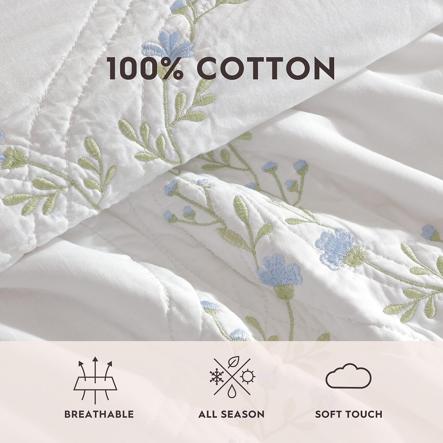 Laura Ashley Floral Embroidery Quilt Set