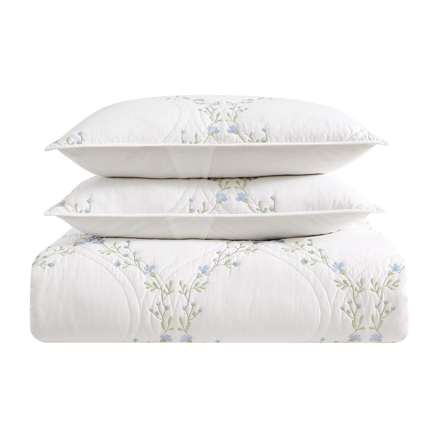 Laura Ashley Floral Embroidery Quilt Set