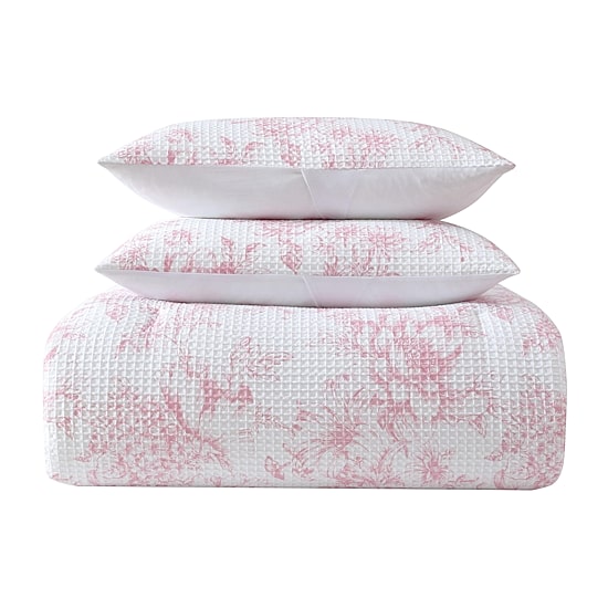 Laura Ashley Delphine Poly Waffle Midweight Comforter Set