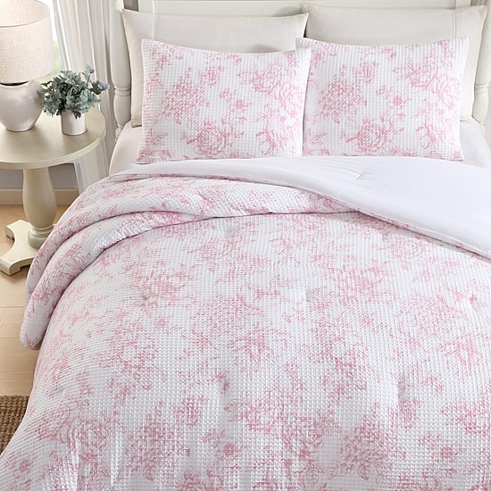 Laura Ashley Delphine Poly Waffle Midweight Comforter Set