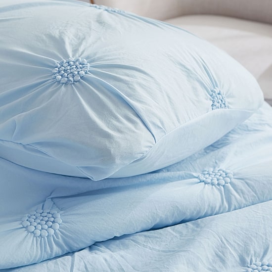 Swift Home Luxurious Ruched 3d Floral Pintuck Sham And Midweight Down Alternative Comforter Set