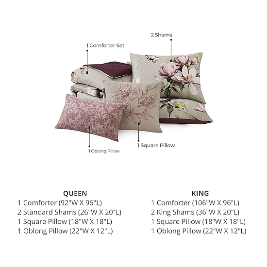 Bebejan Purple Lilies 5-pc. Midweight Reversible Comforter Set