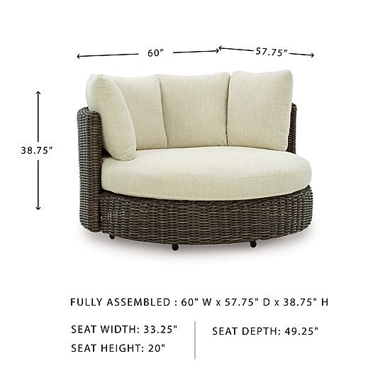 Signature Design by Ashley King 60" Outdoor Swivel Lounge Chair with Cushions