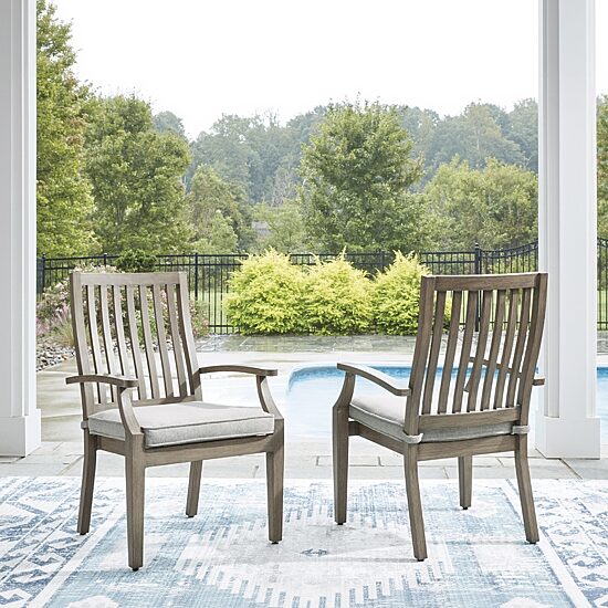 Signature Design by Ashley Raleigh Ranch Outdoor Arm Chair with Cushion (Set of 2)