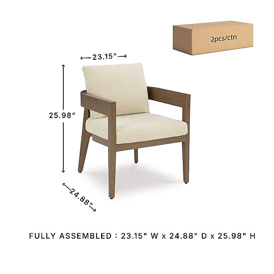 Signature Design by Ashley Severn Outdoor Dining Arm Chair with Cushion (Set of 2)