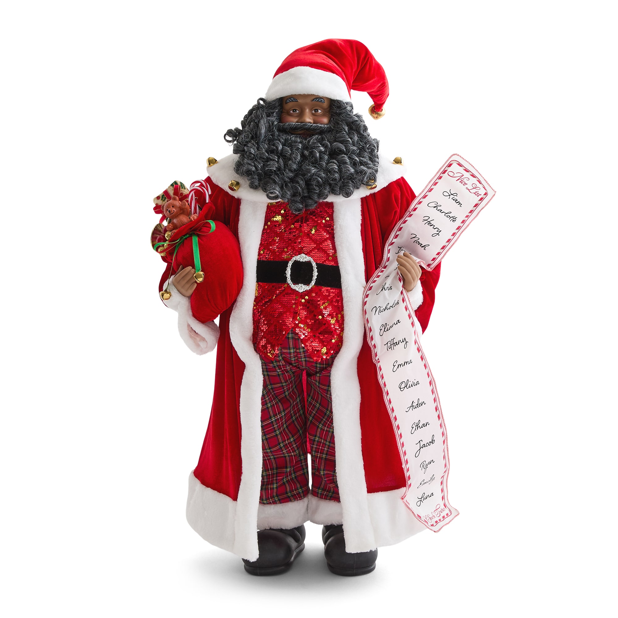 North Pole Trading Co. African American 36" List Christmas Santa Figurine