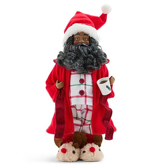 North Pole Trading Co. African American 12" Pjs Christmas Santa Figurine