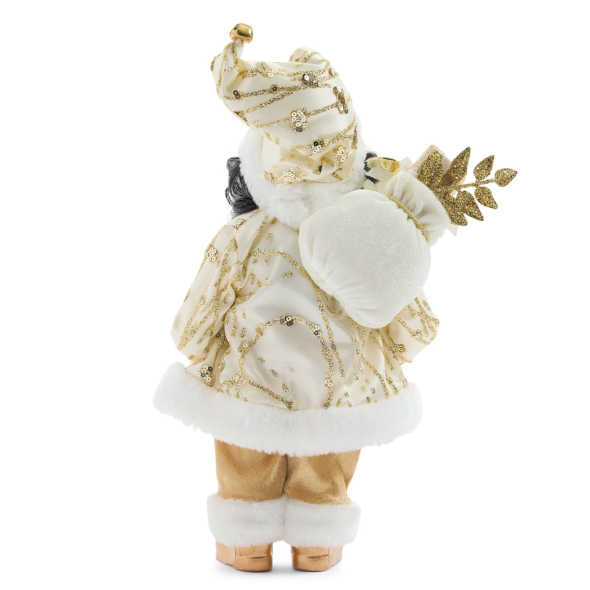 North Pole Trading Co. African American 12" Gold Christmas Santa Figurine