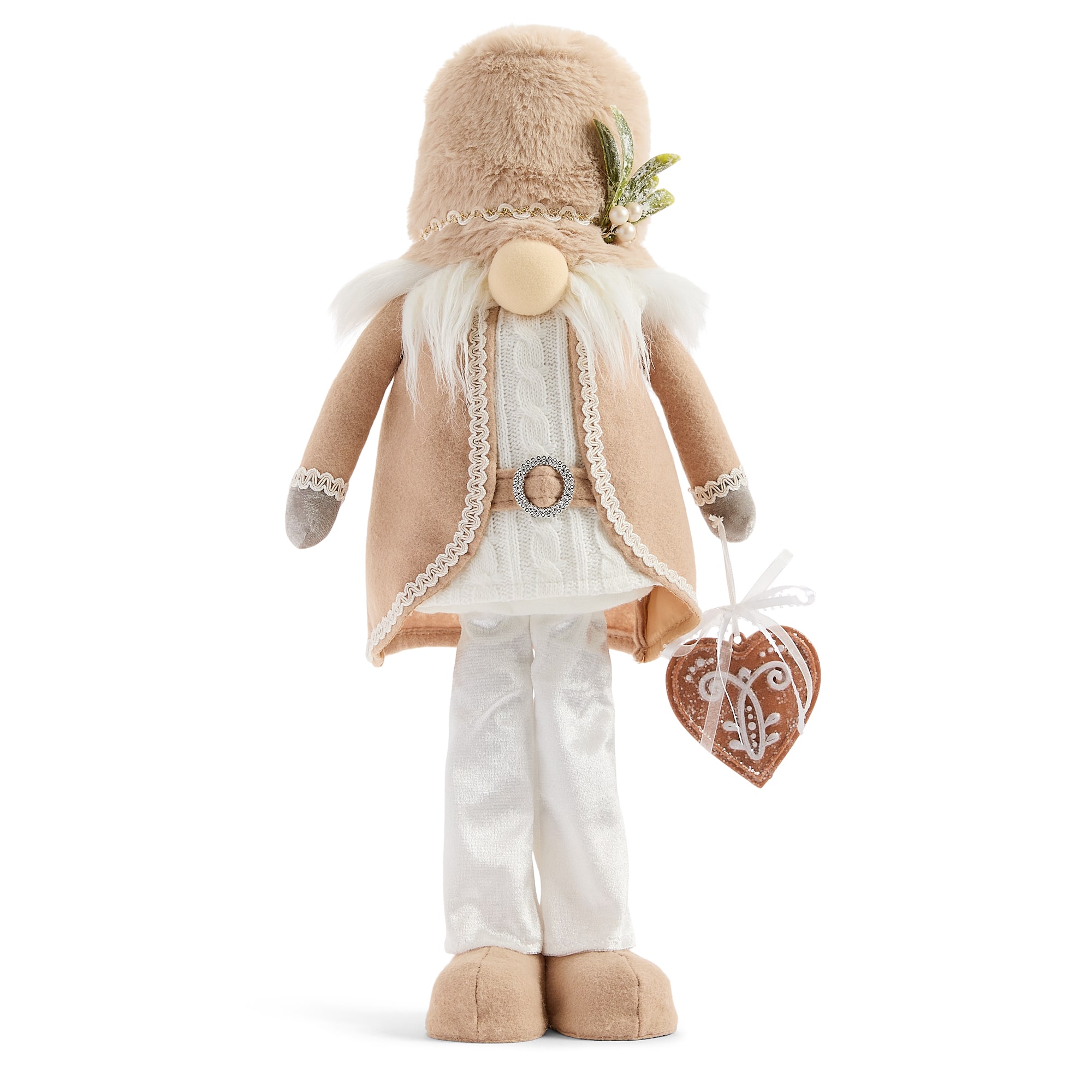North Pole Trading Co. 20" Med Standing Gingerbread Heart Christmas Gnome