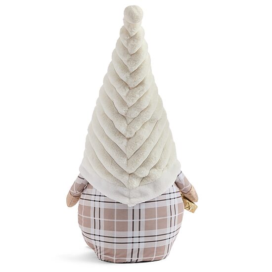 North Pole Trading Co. 27" Neutral Plaid Christmas Gnome