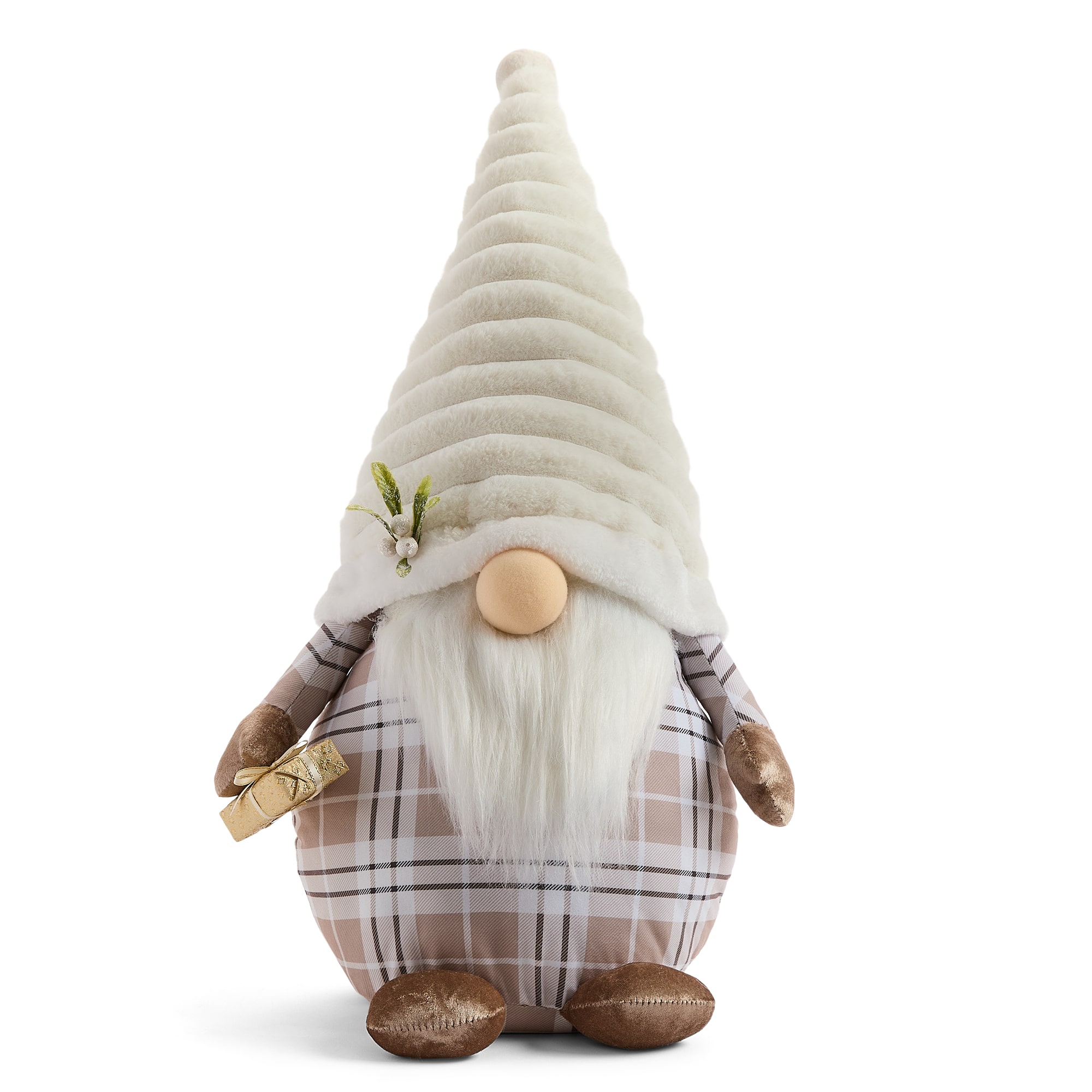 North Pole Trading Co. 27 Xl Gnome Nuetral Plaid Christmas Gnome