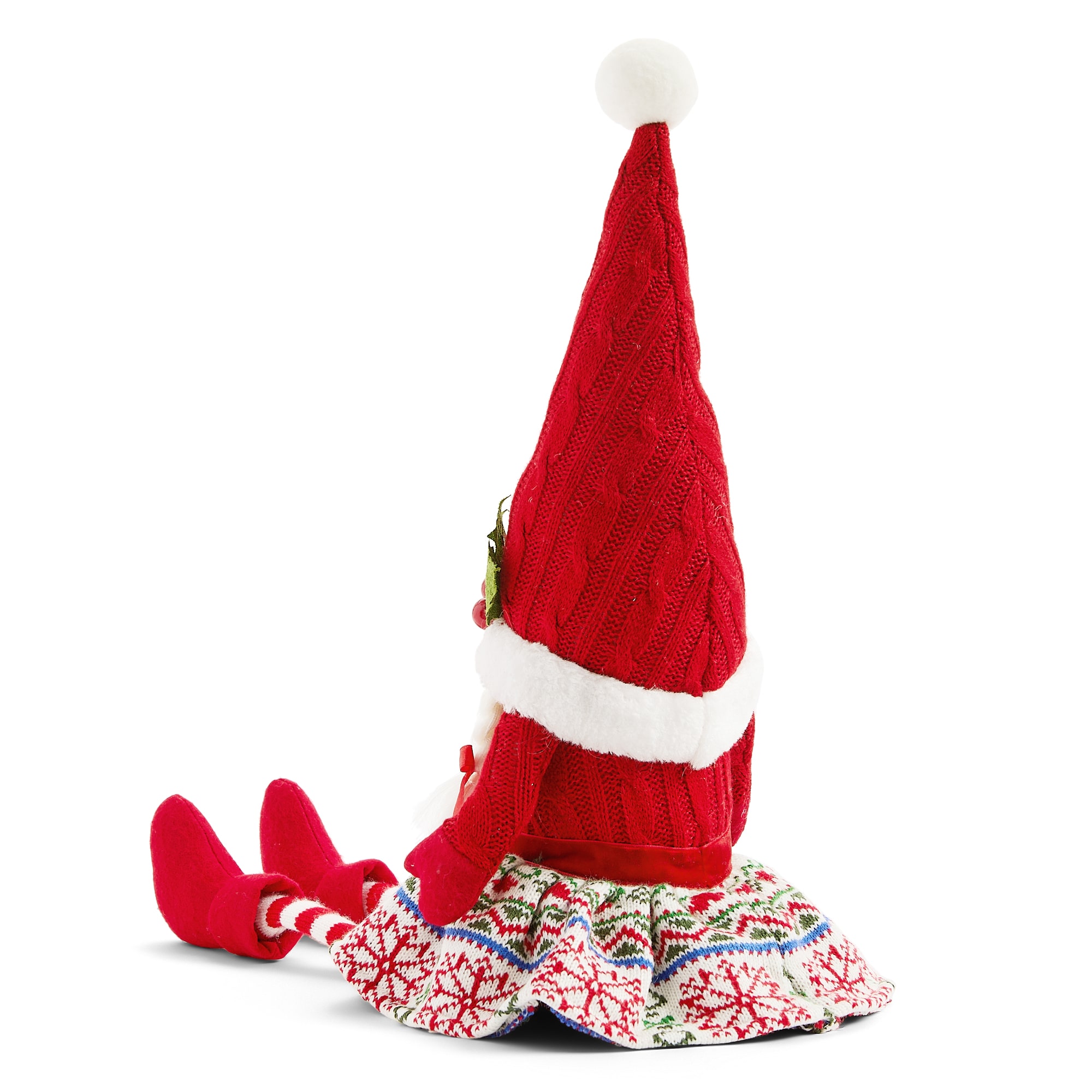 North Pole Trading Co. 25" Print Skirt Christmas Gnome