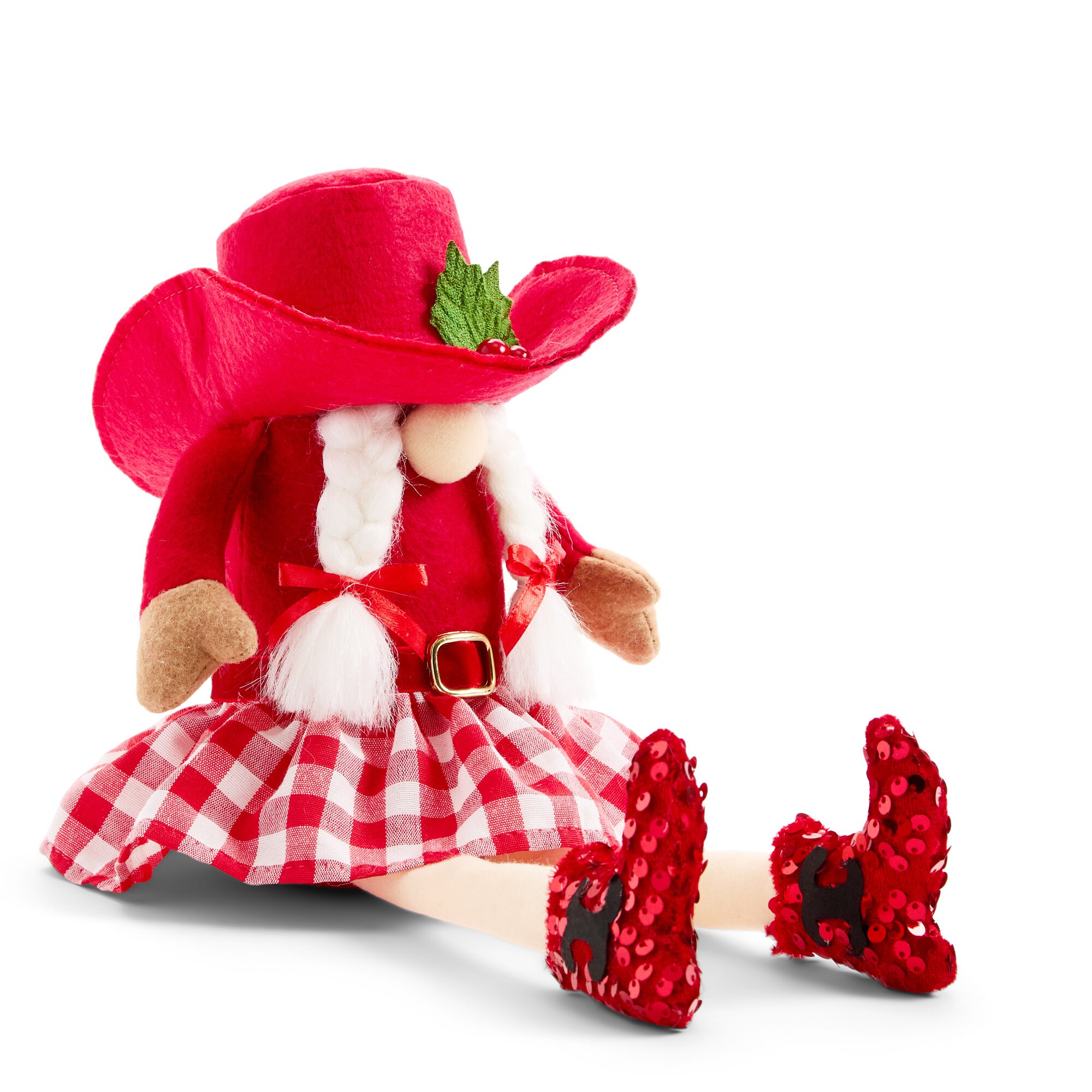North Pole Trading Co. 15 Med Gnome Cowgirl Christmas Gnome