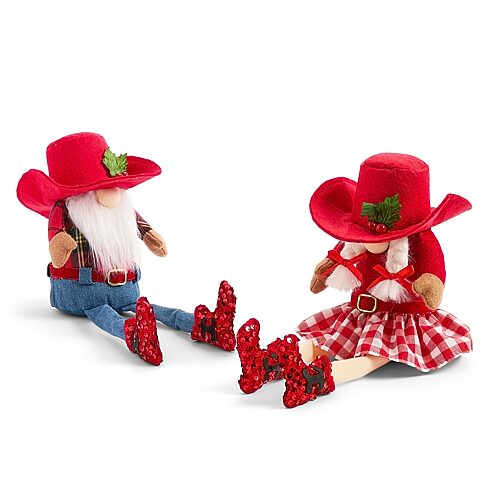 North Pole Trading Co . Gnome Cowboy Cowgirl Christmas Gnome In Red