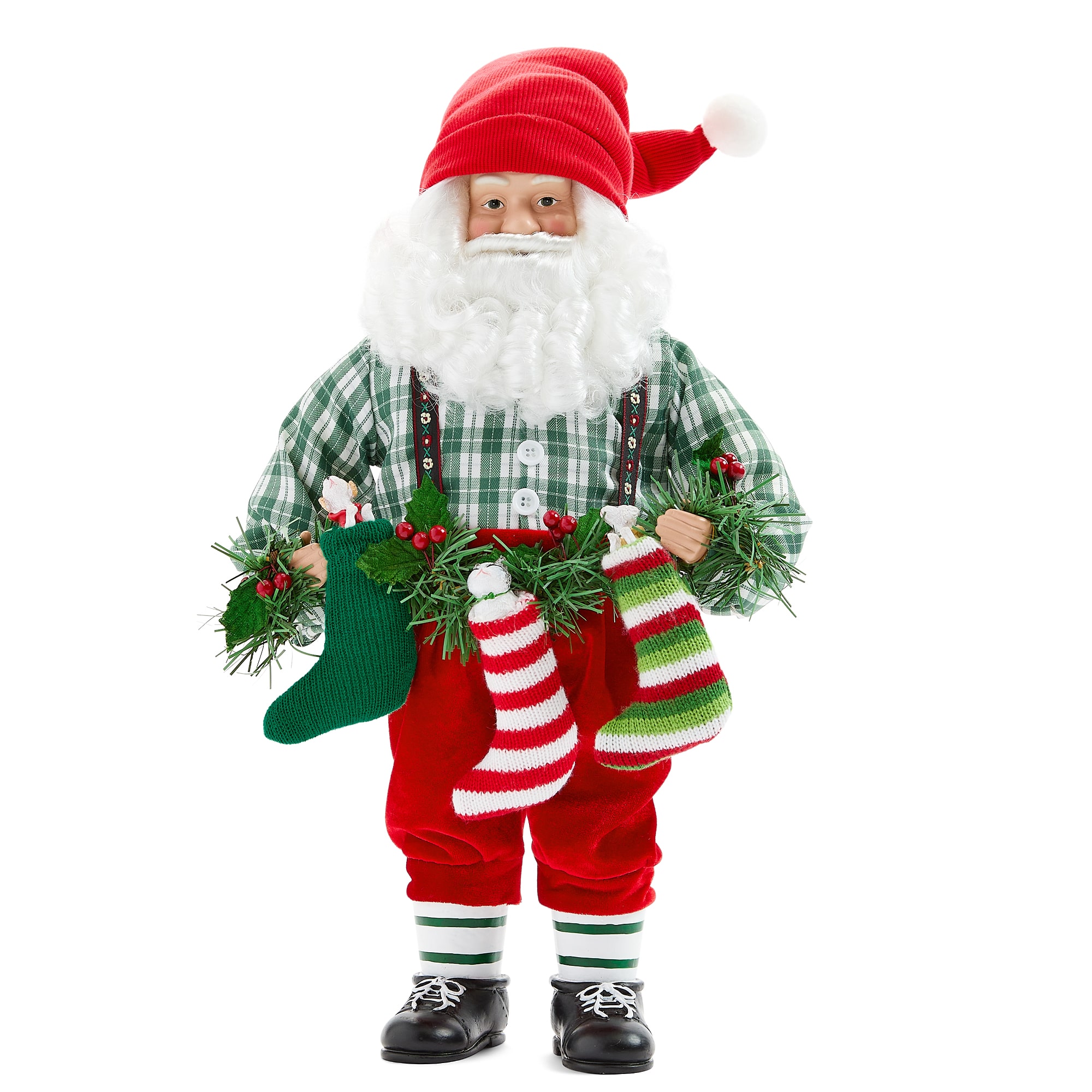 North Pole Trading Co. 18" Suspenders Christmas Santa Figurine