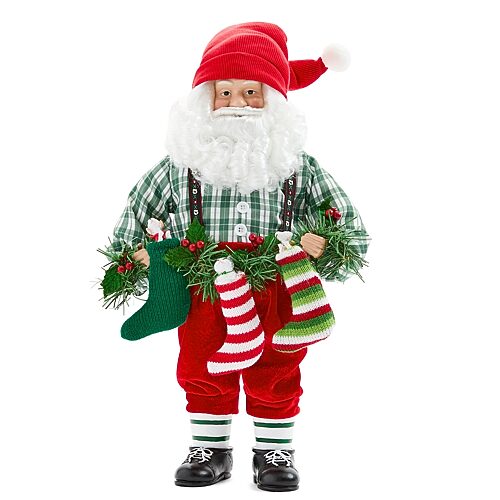 North Pole Trading Co . Christmas Santa Figurine In Red