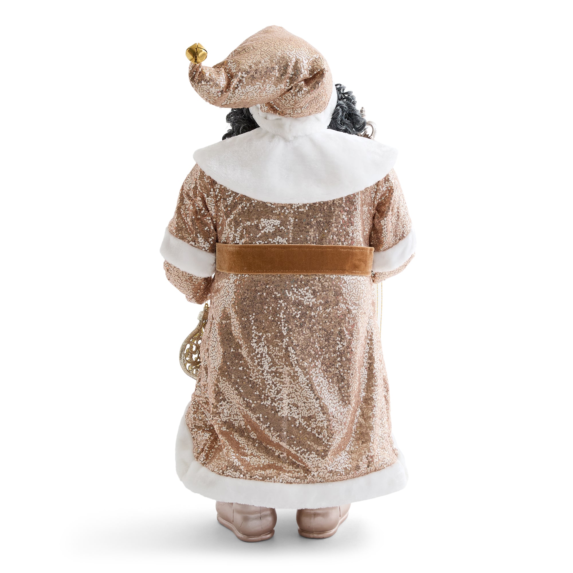 North Pole Trading Co. African American 36" Gold Glitter Christmas Santa Figurine