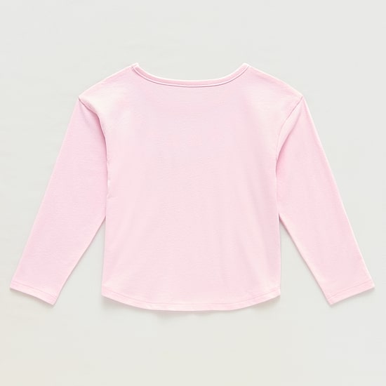 Okie Dokie Toddler & Little Girls Round Neck Long Sleeve Embroidered T-Shirt