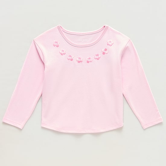 Okie Dokie Toddler & Little Girls Round Neck Long Sleeve Embroidered T-Shirt