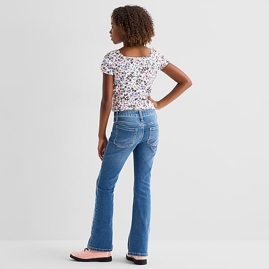 Thereabouts Little & Big Kid Girls Low Rise Flare Leg Jean