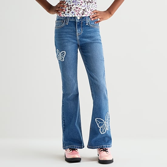 Thereabouts Little & Big Kid Girls Low Rise Flare Leg Jean